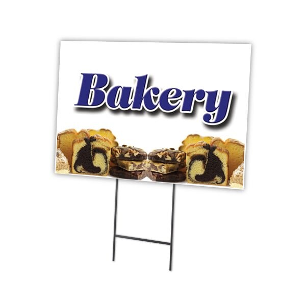Bakery Yard Sign & Stake outdoor plastic coroplast window, C-1824 Bakery